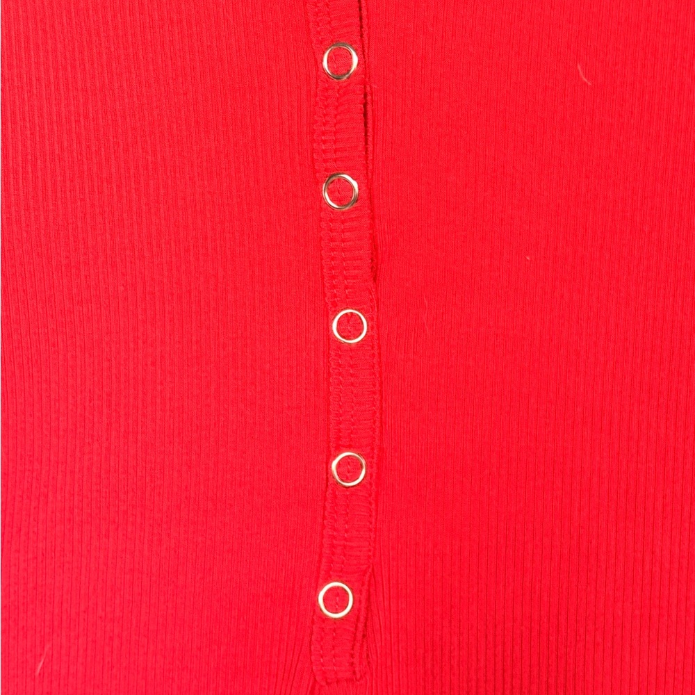 Rue21 Vibrant Red Button-Up Bodysuit - Picture 3 of 6